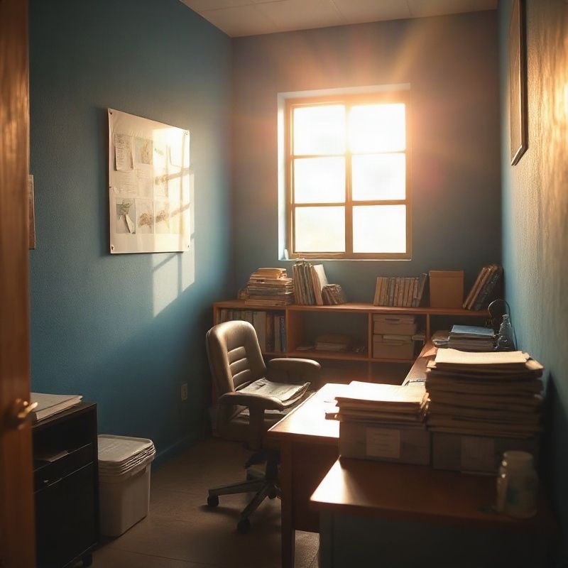 Tidy small-business office interior on Kenyatta Avenue with warm natural light